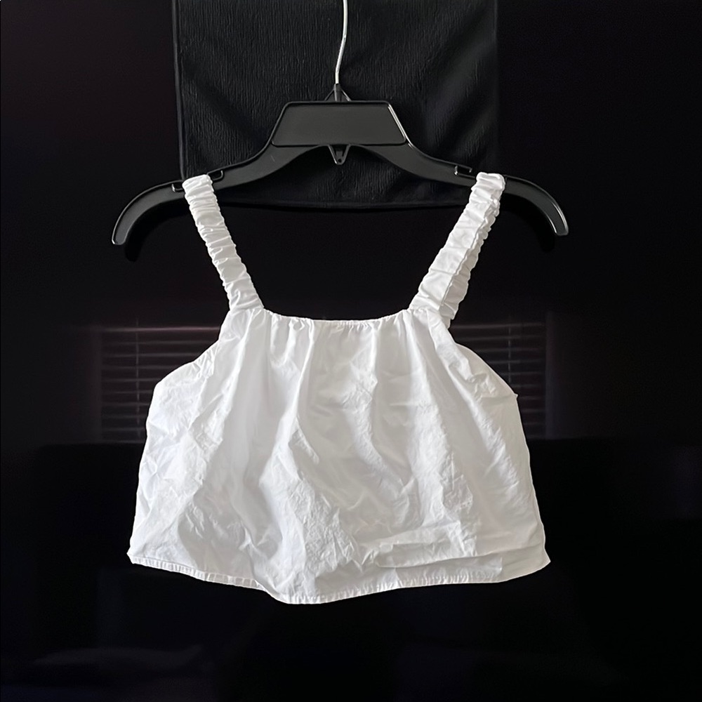 ZARA - White Ruched Strap Crop Top